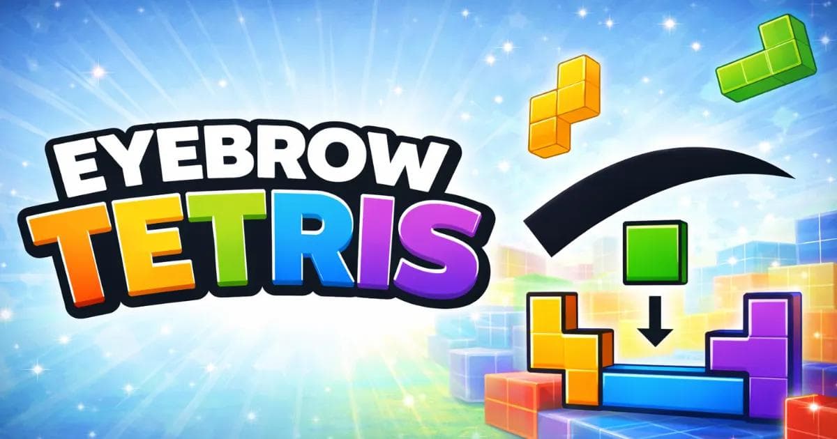 Face-controlled Tetris game where a player moves pieces by raising eyebrows and opening their mouth using webcam face detection.